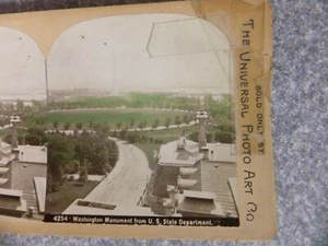 L#A69 Stereoview photo card, "4254- Washington Monument from US State Department - Picture 1 of 2