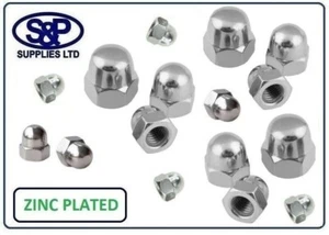 DOME NUTS M5 M6 M8 M10 M12 M16 ACORN BLIND CAP NUT BRIGHT ZINC PLATED - Picture 1 of 2
