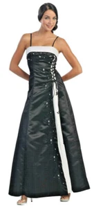Ballkleid A-Linie Abendkleid lang Festkleid Satin schwarz/weiß Gr.34 NEU €229,- - Bild 1 von 8