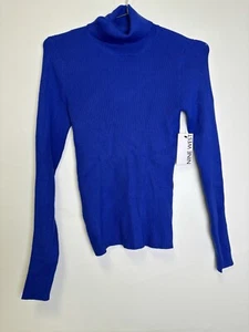 Nine West Ribbed Turtleneck Sweater Trevor Blue Size XS *NWT* - Picture 1 of 3