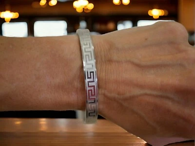 NUEVO BRAZALETE MUJER DISEÑO LLAVE GRIEGA TITANIO ACERO PLATA Foto 1 de 4