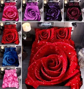 Holiday Gifts Bed Set Rose Romantic Quilt Duvet Cover Single Double King Size UK - Picture 1 of 15