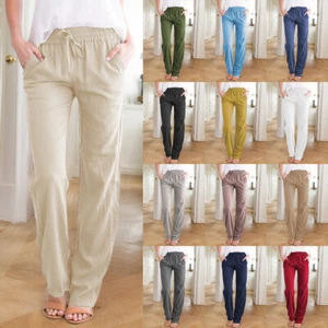 Damen Weitem Bein Hose Freizeithose Stoffhose Langhose Jogginghose Sporthose DE - Bild 1 von 24