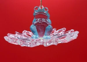 Lucite Hanging Spring Summer Decor Frog On A Lilly Pad Collectible Ornament - Picture 1 of 9