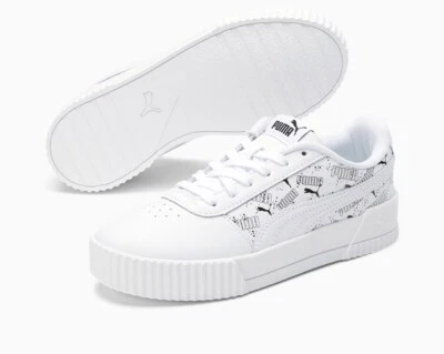 Puma Carina Hand Drawn Sneakers JR White/Black 368802-01. BRAND NEW  - Image 1 of 4
