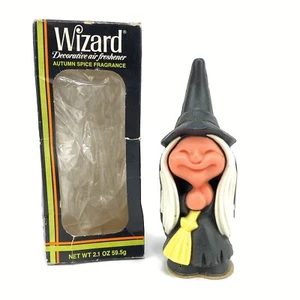Halloween Air Freshener Wizard Vintage Box Salem Wicked Witch Broom Hat - Picture 1 of 7