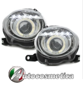 Coppia Fari Anteriori Tuning ANGEL EYES PER FIAT 500 dal 07 al 15 Cromo+MOTORINO - Foto 1 di 5