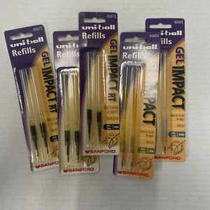 Lot Of 5 UniBall Gel Impact Ink 1.0mm Bold Pen Refil Sanford Silver Gold Black - Picture 1 of 9