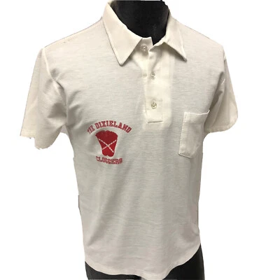 Vtg 70 80's Vanderbilt The Dixieland Cloggers White Polo USA Made 50/50 Shirt M - Image 1 of 4