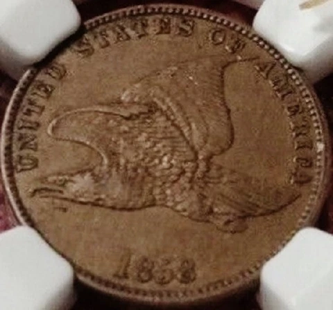 1858 Small Letters Flying Eagle Cent Penny CN SL FE 1c About Unc AU AU53 NGC Cover