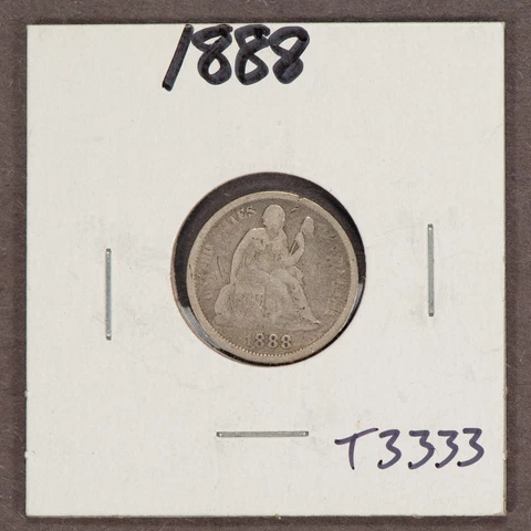 1888 10c Seated Liberty Silver Dime - Fine - Value Coin - SKU-T3333 Cover