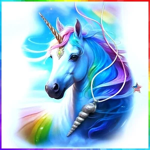 Rainbow Unicorn Horn Sea Puka Shell Pearl Charm Luxury Jewelry Necklace Pendant - Picture 1 of 24