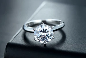 3 quilates redondo CUT CZ Bridal Engagement RING 100% Genuine Sterling Silver - Imagen 1 de 7