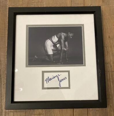 Marion Jones Signed Notecard Framed With Photo Olympics UNC - Image 1 of 3