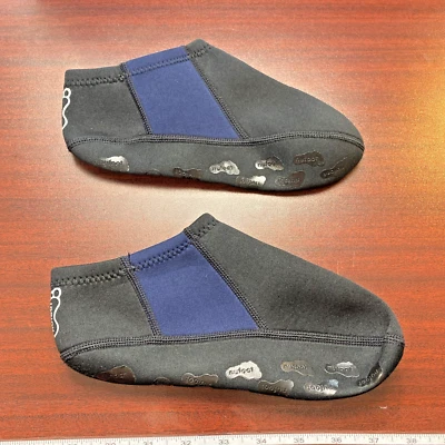 NuFoot 男女短靴黑色 - 海军蓝条纹 M 码中号 — 第 1/4 张图片