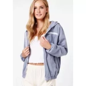 Brandy Melville John Galt Gray Jacket Full Zip Up Hoodie One Size - Picture 1 of 12