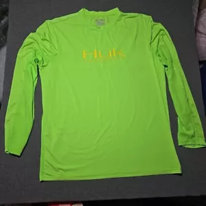 Huk Performance Fishing Shirt Long Sleeve XL Neon Green Moisture-Wicking - Picture 1 of 10
