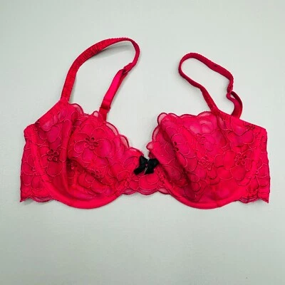 Adore Me Bra 36DD Underwire Pink Lace Embroidered Unlined Adjustable Strap - Image 1 of 4