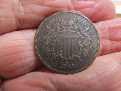 1869 Two Cent Piece- XF Details-Clear "WE"-Low Mintage - Image 1 of 4