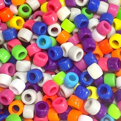 300pcs Special Smooth Pony Beads Multicolour No Joints 6mm x 8mm Large Hole - Image 1 of 4