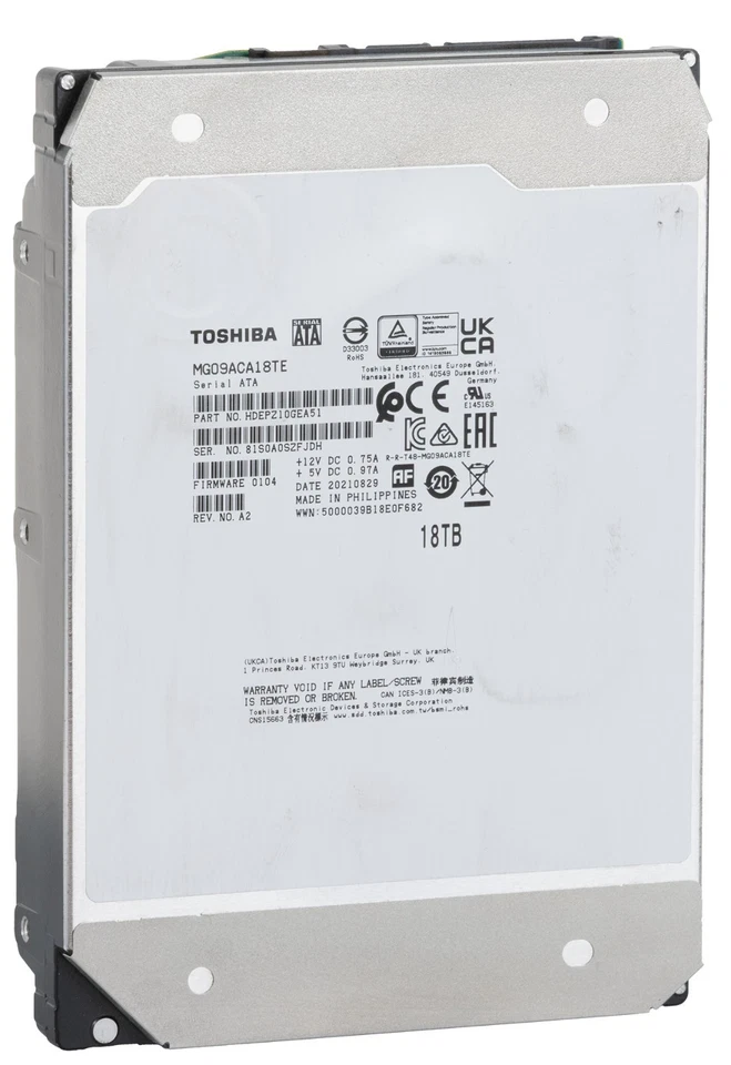 Drive Toshiba 18TB HDD SATA 6Gbit/s 7.2K MG09ACA18TE - Bild 1 von 1