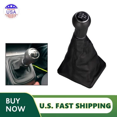 5 Speed Gear Shift Knob Boot Black Manual For VW Volkswagen Jetta 2002-2012 - Image 1 of 4
