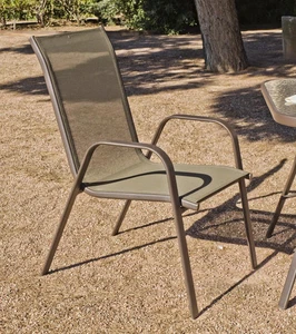 Pack de 2 Sillones acero/textilen Macao-3 apilables bronce. 94 cm(alto) 54 cm(an - Imagen 1 de 1