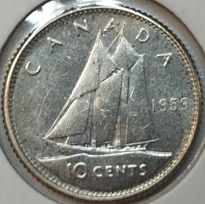 1953 Canada 10 cents silver coin Uncirculated - Bild 1 von 4