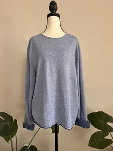 Rag & Bone Men XXL Blue Merino Wool Blend Sweater Contrast Cuff Lightweight Knit - Picture 1 of 13