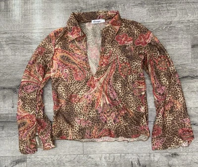 Женский многоцветный топ Younique с цветочным анималистическим принтом с длинным рукавом размер большой #566 - Изображение 1 из 4