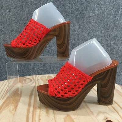 Sandalia Jessica Simpson Mujer 8.5 M Shelbie Plataforma Tacones Rojo Tejido Informal Foto 1 de 4