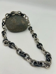 Collana David Yurman in argento sterling con cavo e maglia in ceramica nera 19" - Foto 1 di 5