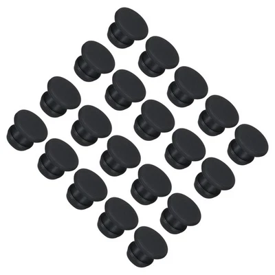 30 piezas tapones de silicona con orificio de bloqueo a presión de 7,5 mm/0,3" de diámetro negro Foto 1 de 4