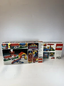 Vintage 1974 Lego Building Set #145 & 113 w/ Original Box Only Lot Of 2 No Brick - Picture 1 of 10