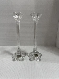 2 Mikasa Crystal Candle Stick Holders Flower Petals Shaped - Picture 1 of 7
