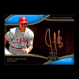 2014 Topps Tier One Juan Gonzalez Acclaimed Auto Bronze Ink #AA-JGZ Rangers /25 - Picture 1 of 1