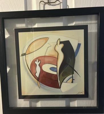 Impresión artística abstracta enmarcada de Alfred Alexander Gockel Blue's Session 15x15 Foto 1 de 4