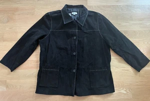 Neu mit Etikett Denim & Co schwarze Wildlederjacke Kontrastnähte - Damengröße 2X - Bild 1 von 11