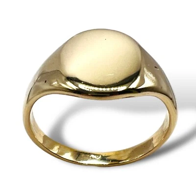 Solid 10k Yellow Gold Oval Ring Signet Size 5.5 - Image 1 of 4