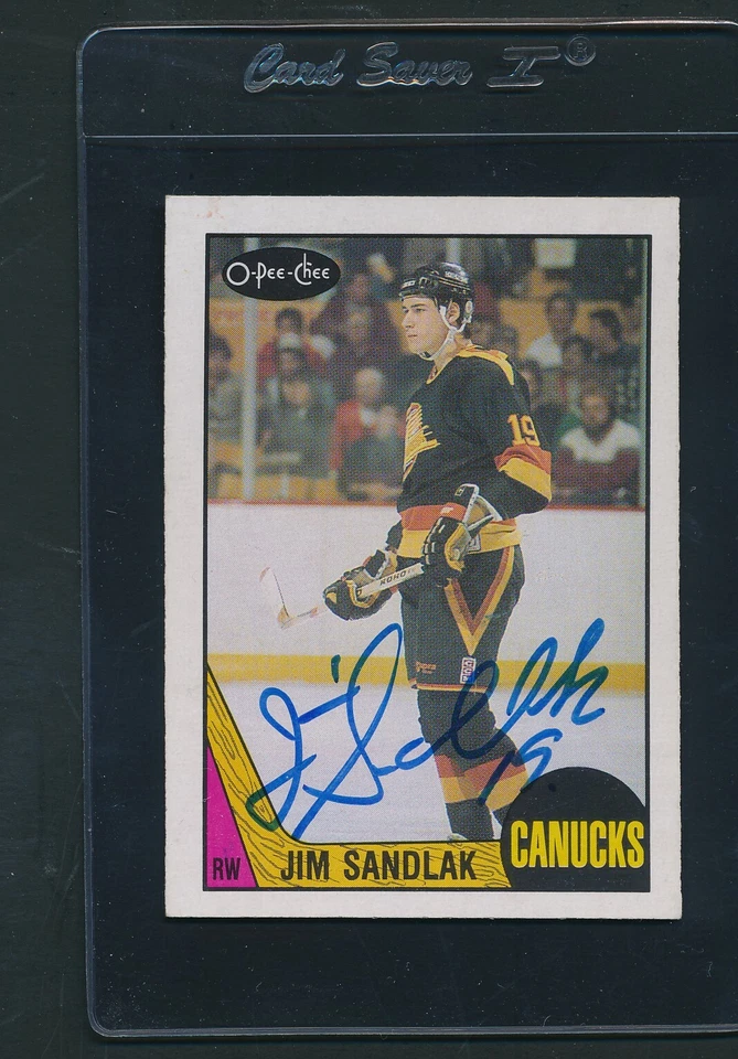 1987/88 O-Pee-Chee #264 Jim Sandlak Canucks Signed Auto *C1207 - Image 1 of 1