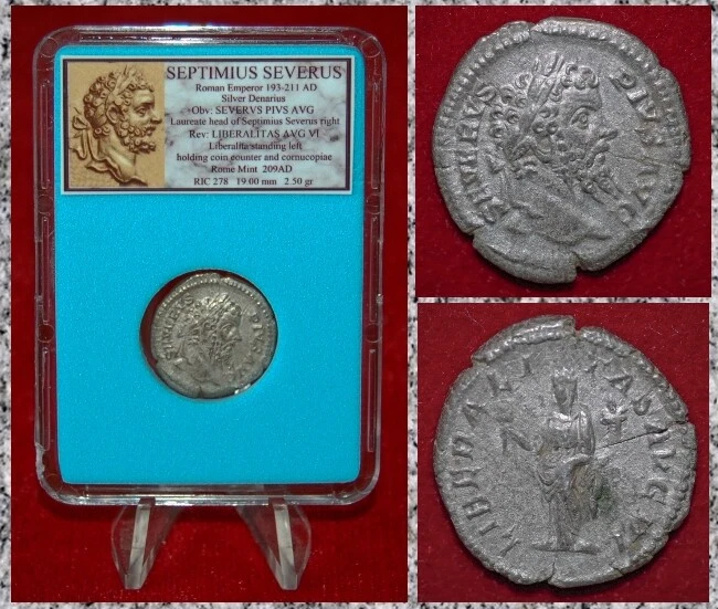Moneda Antiguo Imperio Romano SEPTIMIO SEVERO Liberalitas Plata Denario Foto 1 de 4