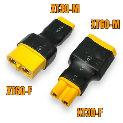 ✅ 2er Adapter Set XT30 auf XT60 Stecker Buchse Male Female Lipo Akku 30A 2Pin ✅ - Bild 1 von 4