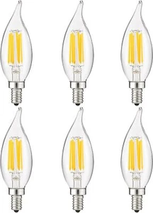 6Pack E12 Candelabra Candle LED Light Bulbs, 5W (60W), 5000K, Edison Bulb - Picture 1 of 1