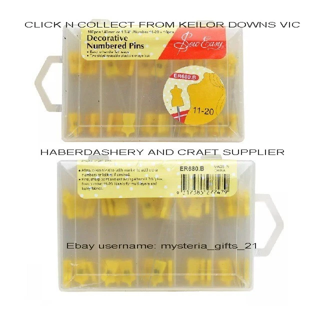 Sew Easy Decorative Numbered Pins 11 - 20 by Spotlight