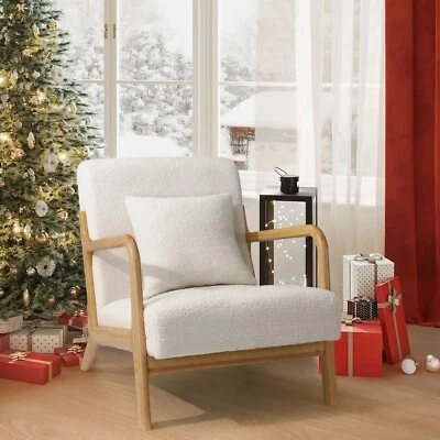 Sillón de lectura moderno Mid Century con marco de madera maciza Foto 1 de 4