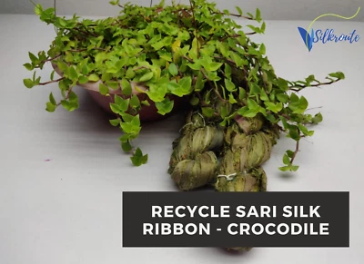 500 Gram of Recycled Sari Silk Ribbon - Crocodile | Sari Silk Yarn | Sari Yarn - Image 1 of 4