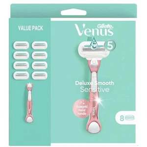 Maquinilla de afeitar Venus Deluxe Smooth Sensitive oro rosa paquete de 8 hojas + mango - Imagen 1 de 6