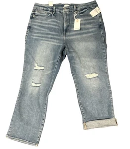 Good American Good Legs Straight Jeans Distressed Womens Sz 20 Indigo Retail$145 - Picture 1 of 19