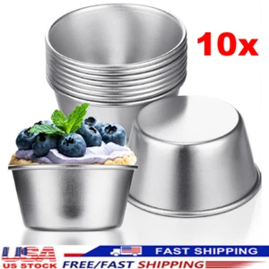 10 Mini Steel Cake Muffin Cupcake Liners - Baking Cups & Chocolate Cookie Molds - Picture 1 of 6