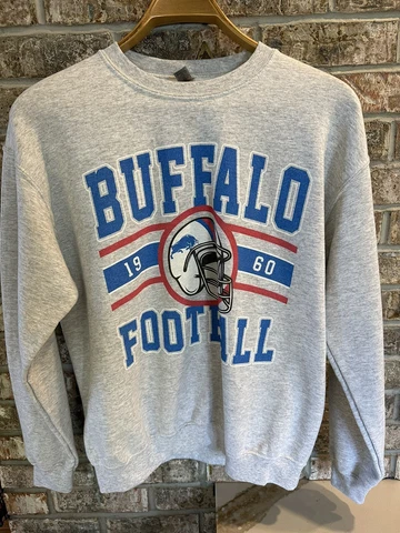 Buffalo Bills EST 1960 Retro Throwback Crewneck Sweatshirt Gray Men’s Size M Cover